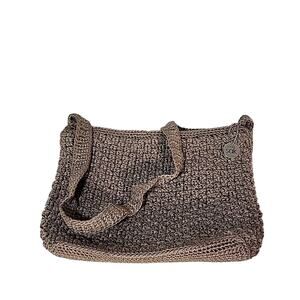 The Sak Crochet Taupe Zip Top Shoulder Bag Purse
